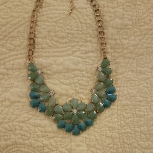 Elegant Green and Blue Floral Necklace